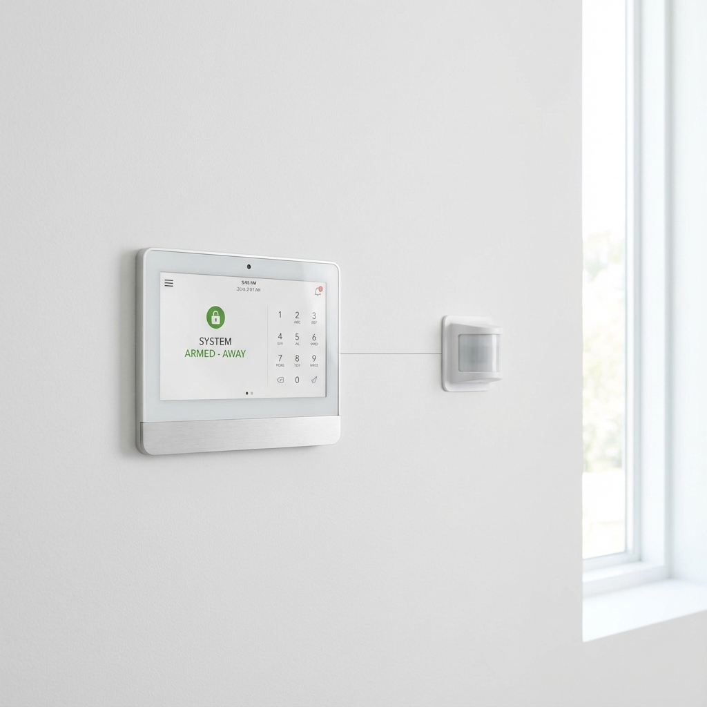 Técnico realizando instalación de sistema de alarma residencial en Móstoles